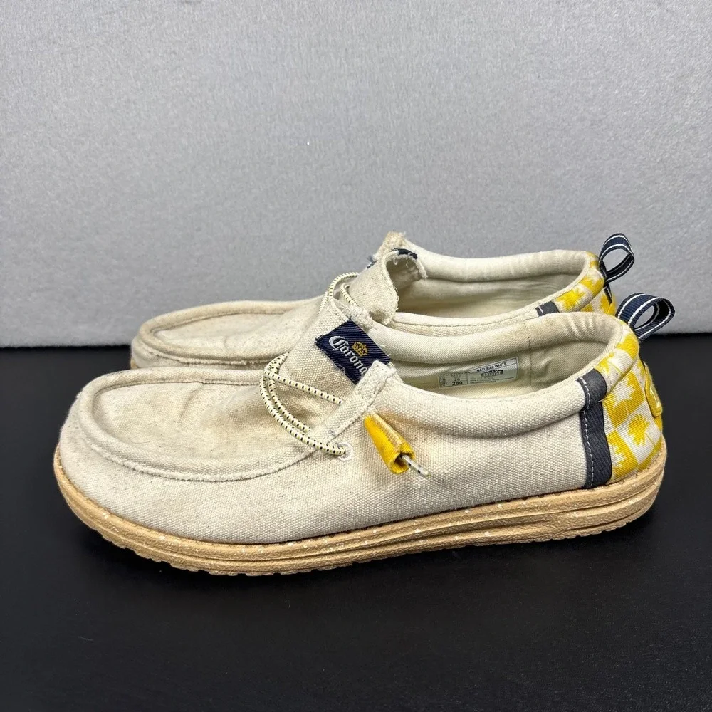 HeyDude x Corona Wally Mens Size 10 Natural White Canvas Slip On Casual Shoes